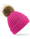 Beechfield CB412 Faux Fur Pop Pom Chunky Beanie