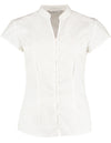 Kustom Kit K727 Tailored Fit Mandarin Collar Poplin Blouse Cap Sleeve